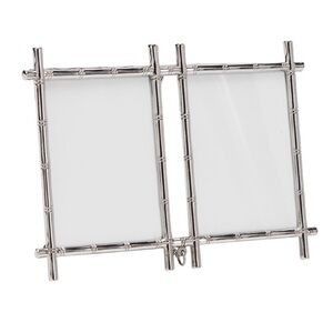 Pottery Barn Bamboo Silver Plated Double Picture Frame